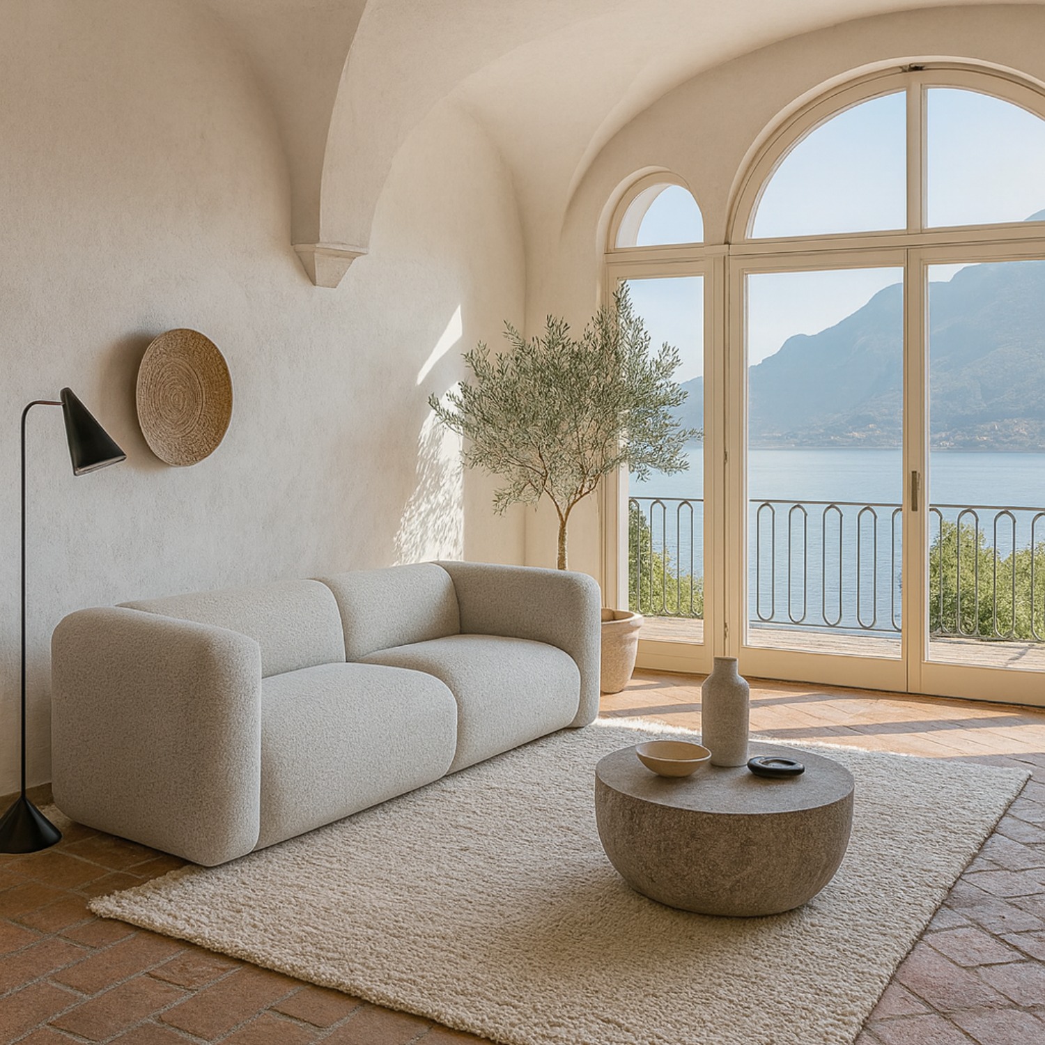 Canapé personnalisable en bouclette - Trikala L.228 cm