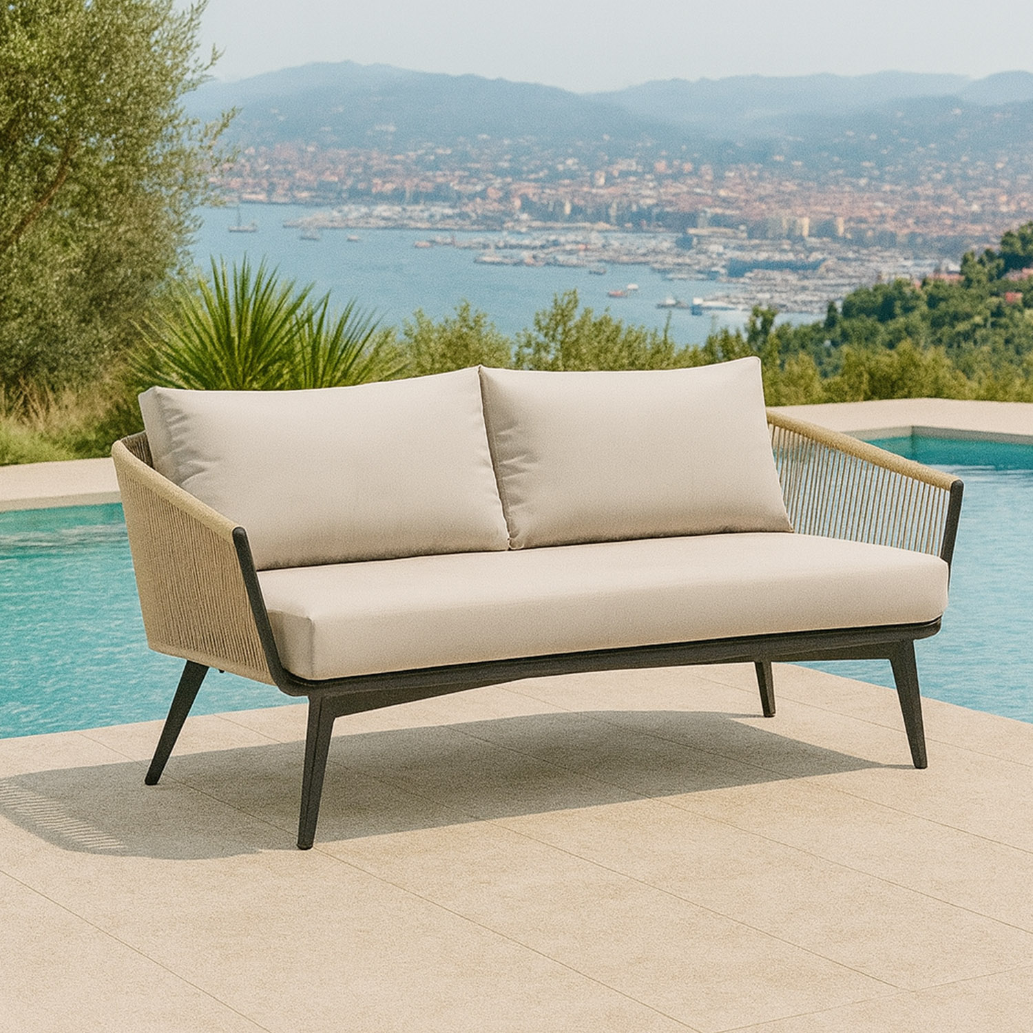 Canapé extérieur corde tressée beige Deiva Marina