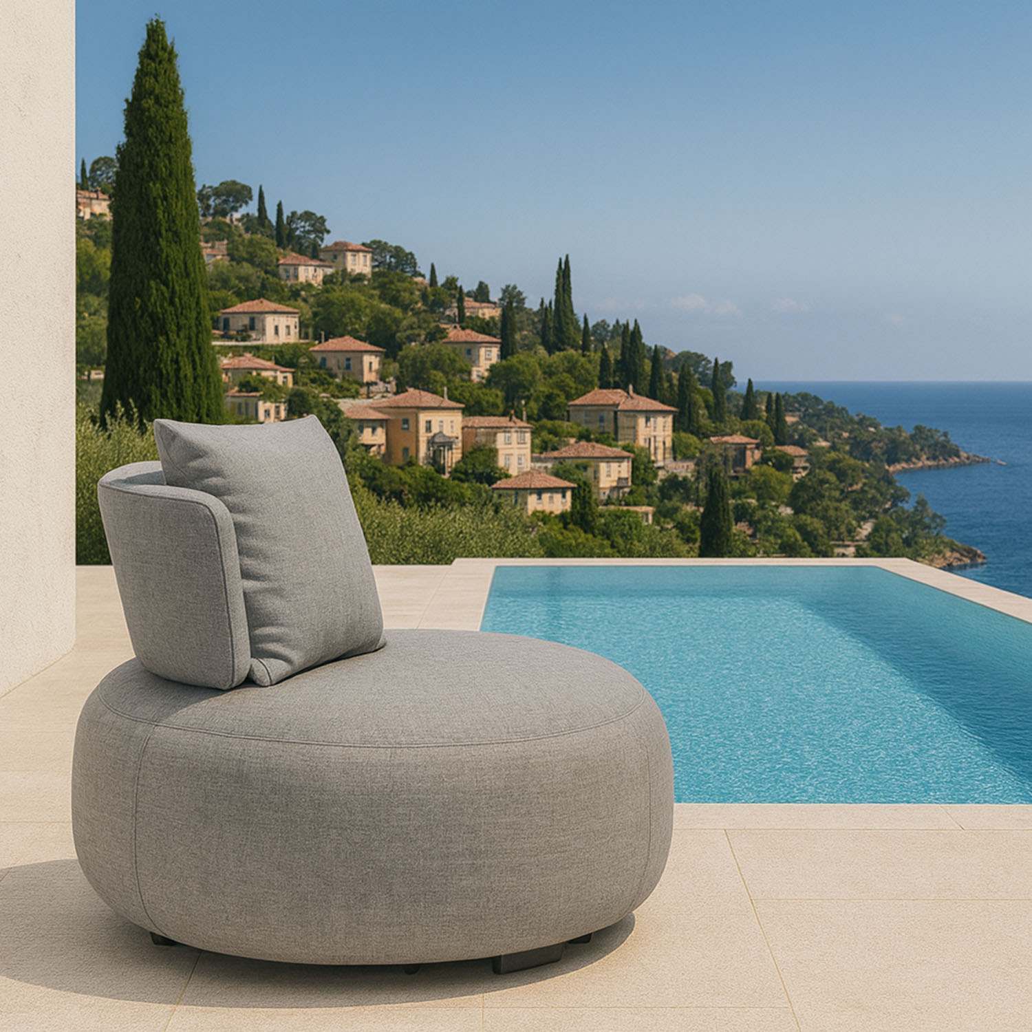 Fauteuil de jardin Beaulieu en tissu gris