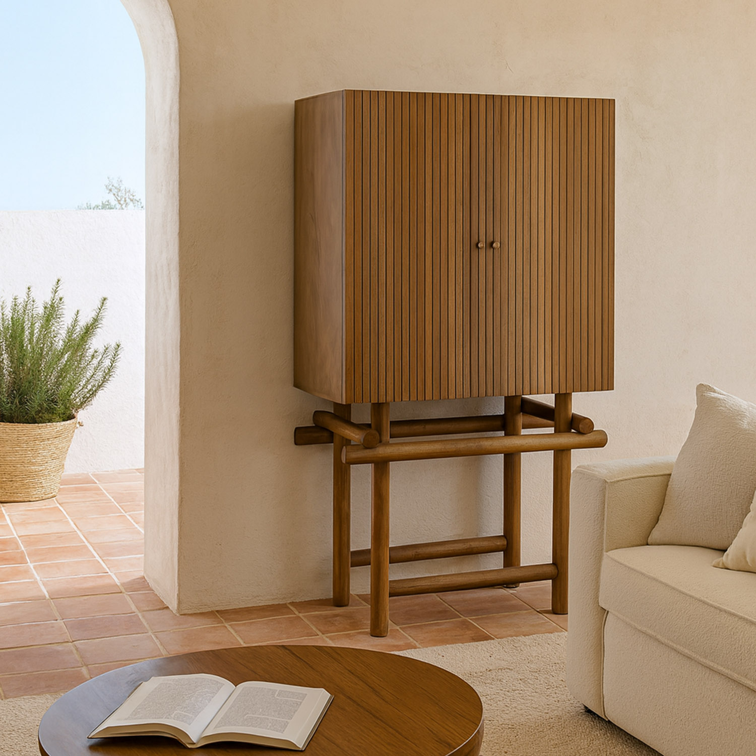 Meuble bar Alicante en bois de manguier naturel