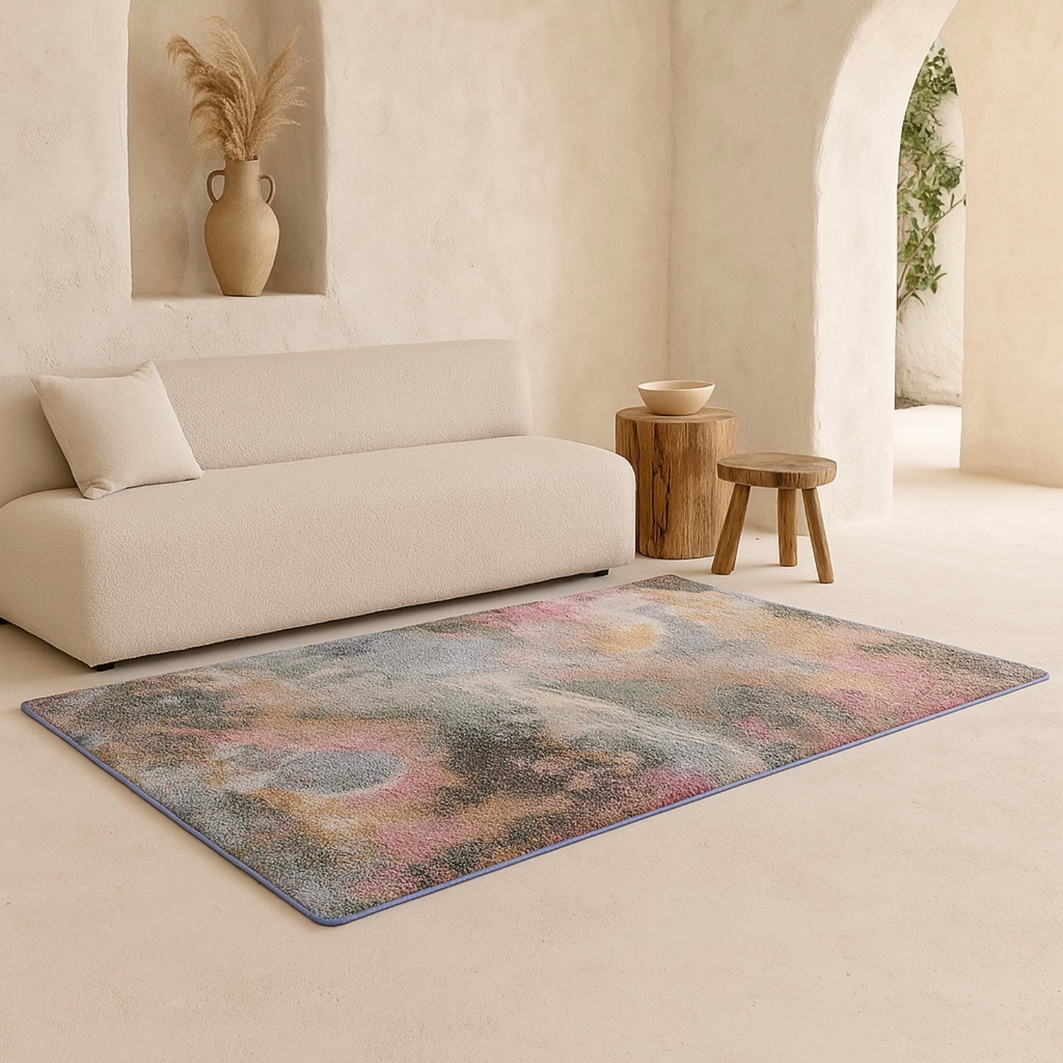 Tapis abstrait contemporain multicolore Bosa