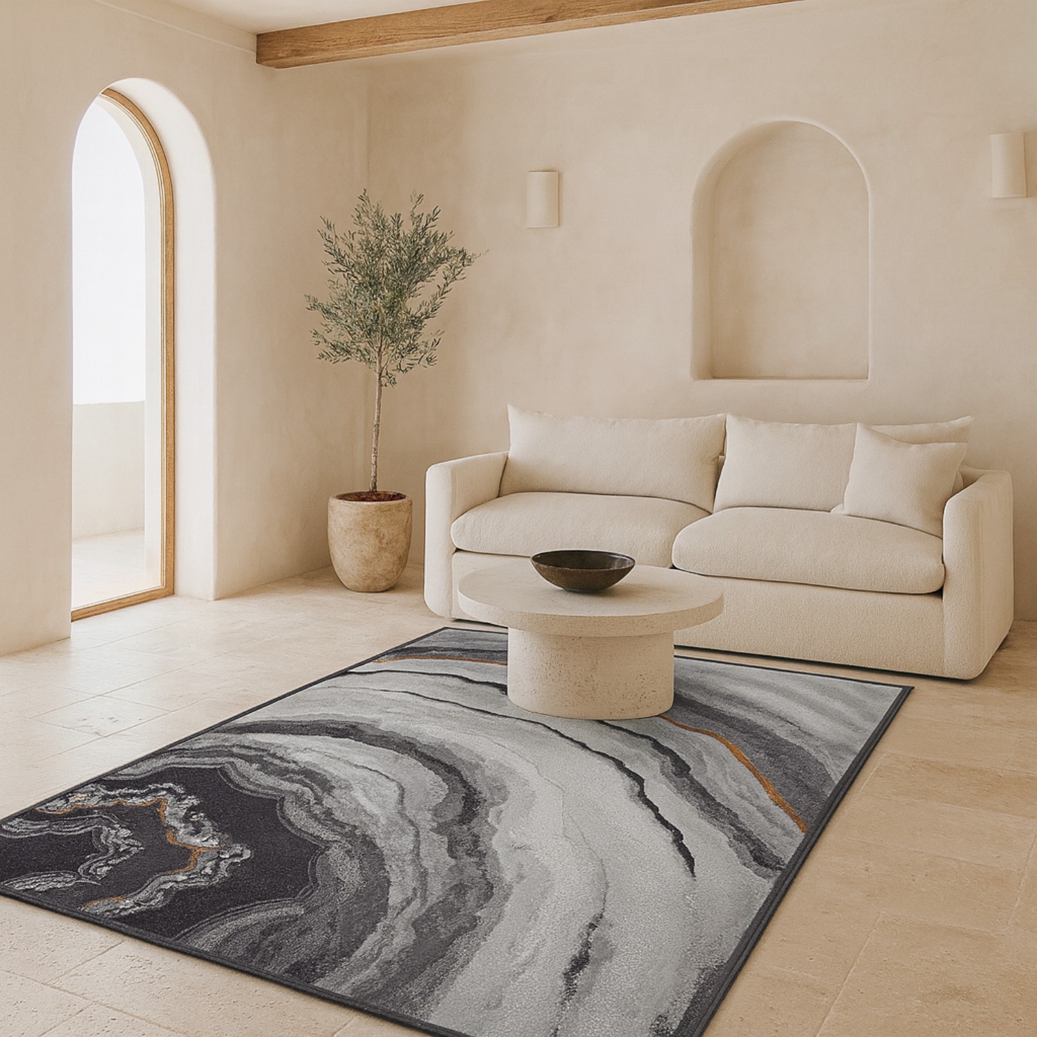 Tapis contemporain à l’élégance minérale Bouzigues