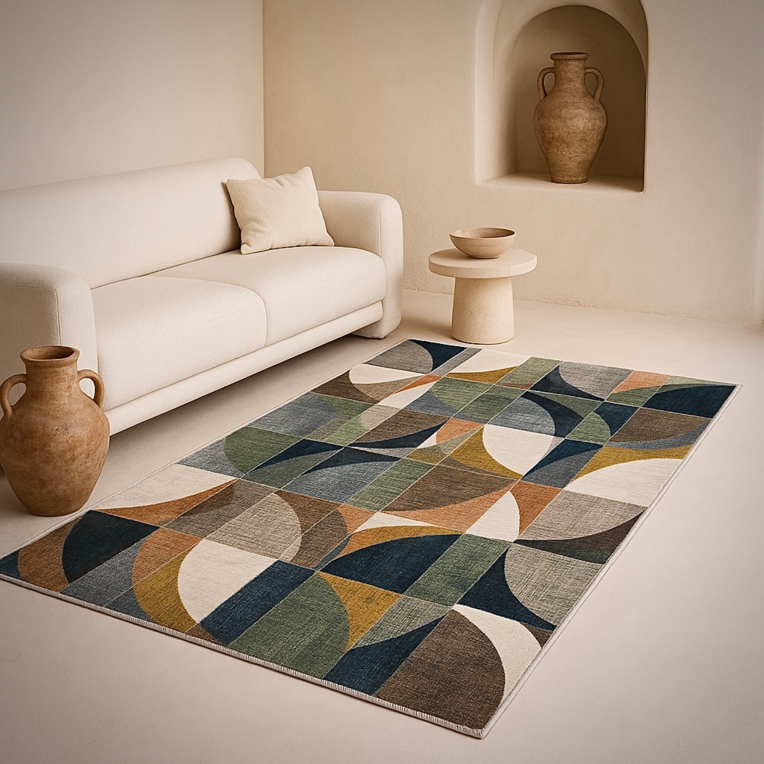 Tapis contemporain à motifs géométriques colorés Murano
